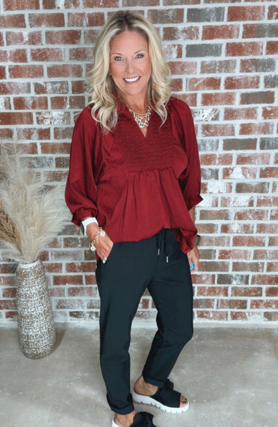 CALLIE TOP - BURGUNDY