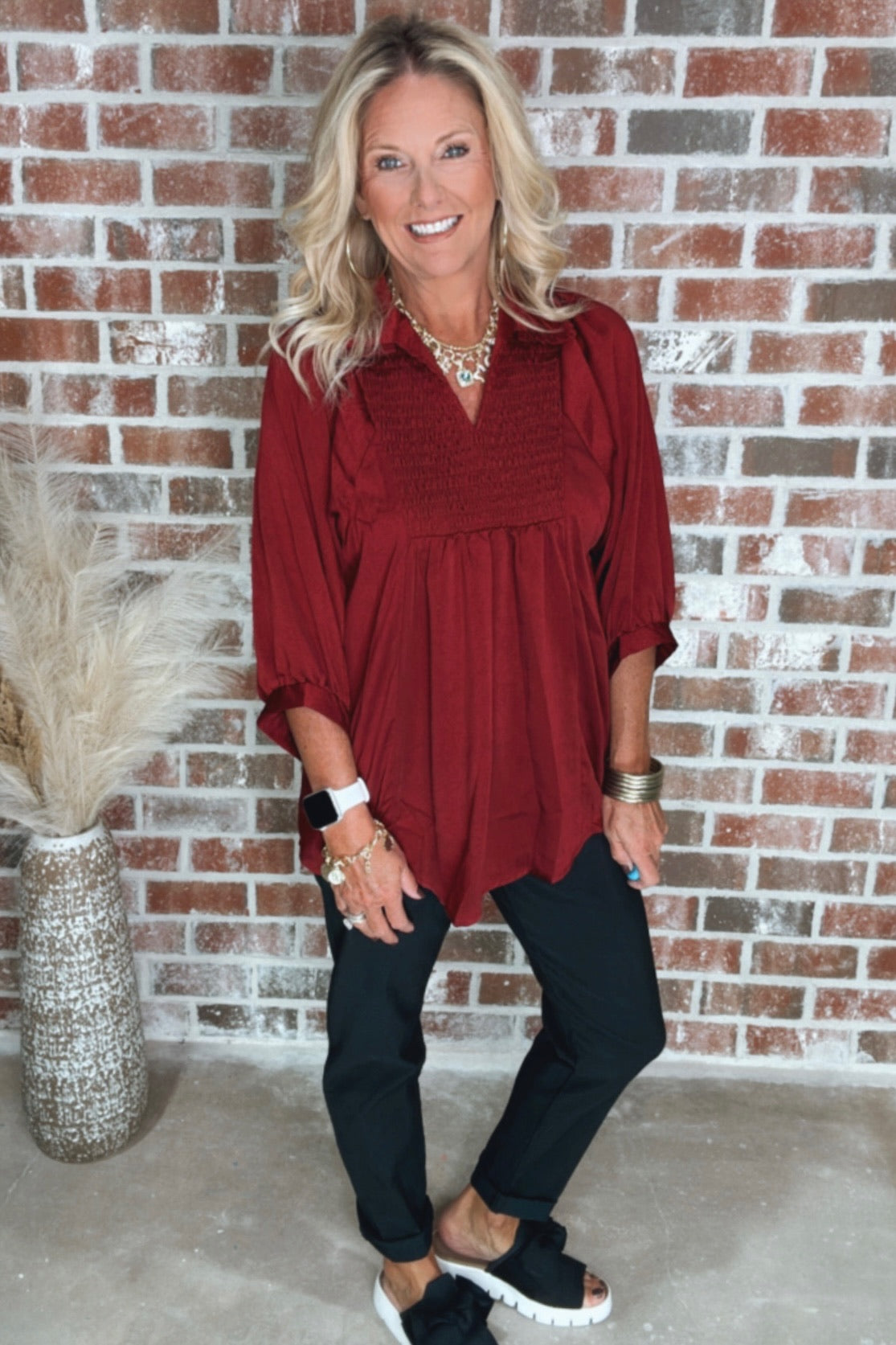 CALLIE TOP - BURGUNDY