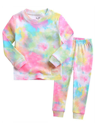 TIE DYED LS PJS - PINK COTTON