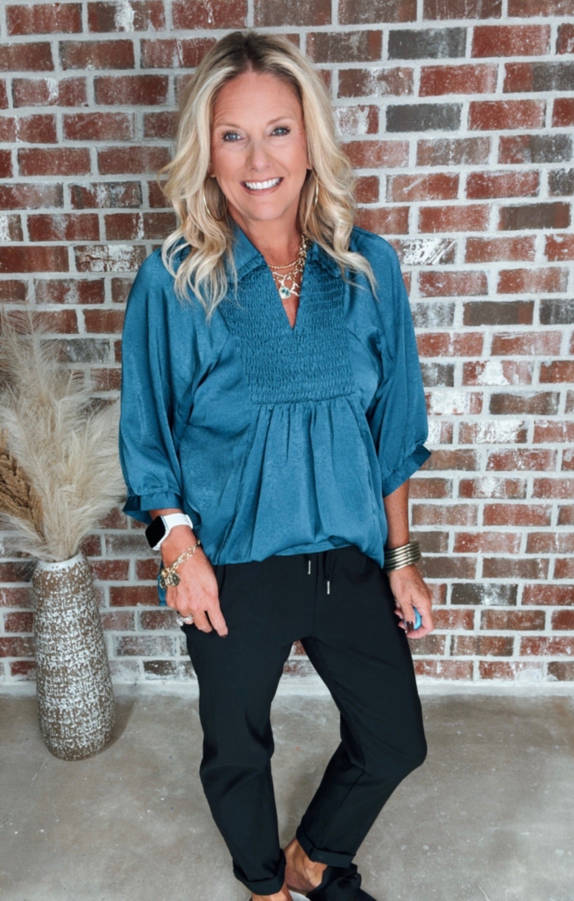 CALLIE TOP - TEAL BLUE