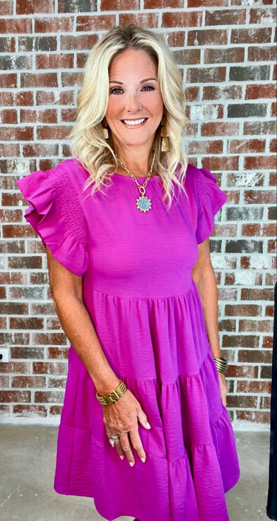 MAGENTA TIERED DRESS