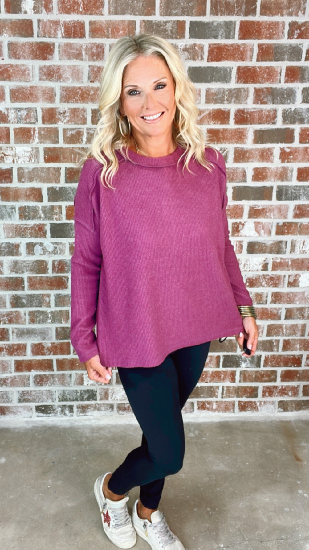 HACCI HI-LOW SWEATER - LT PLUM