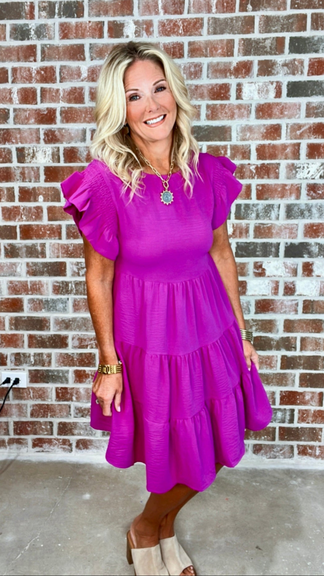 MAGENTA TIERED DRESS