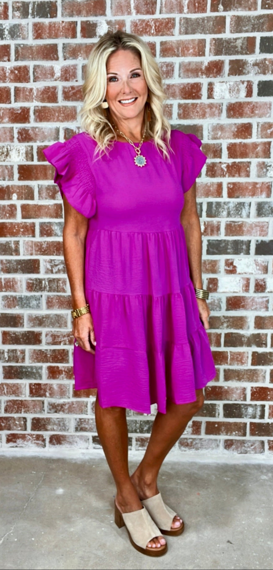 MAGENTA TIERED DRESS