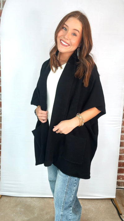 BLACK KNIT SHAWL