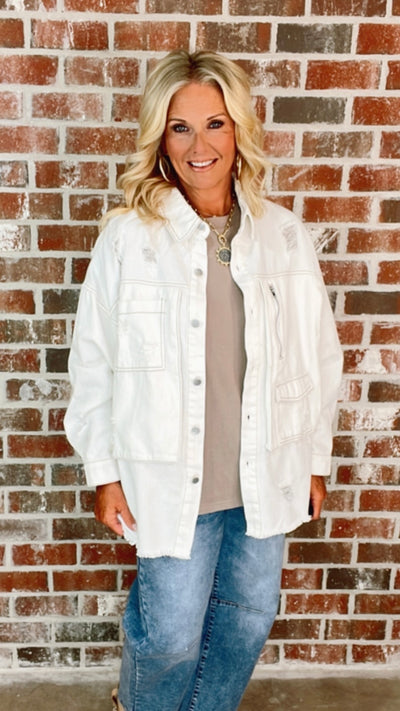 OFF WHITE DENIM SHACKET