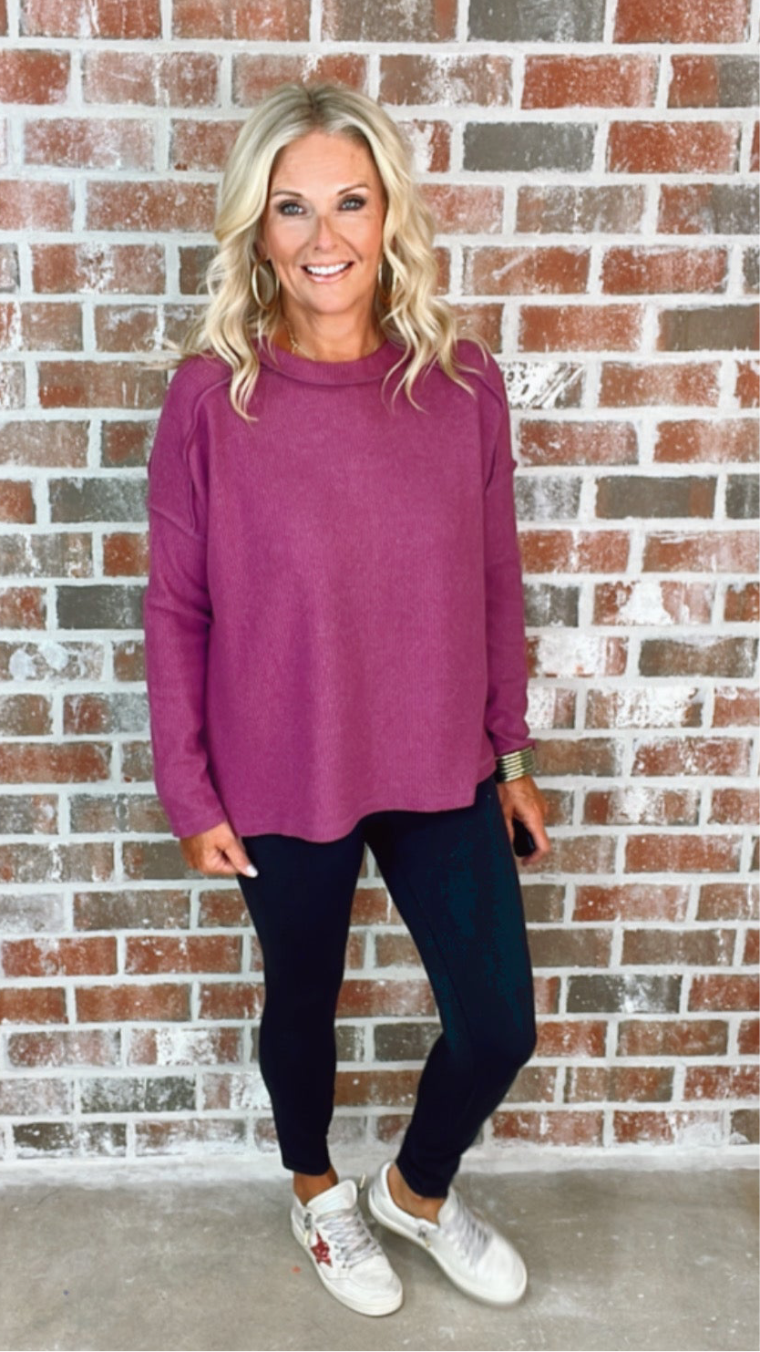 HACCI HI-LOW SWEATER - LT PLUM