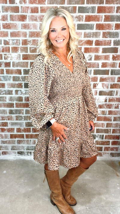 FRILLY LEOPARD DRESS (PLUS)