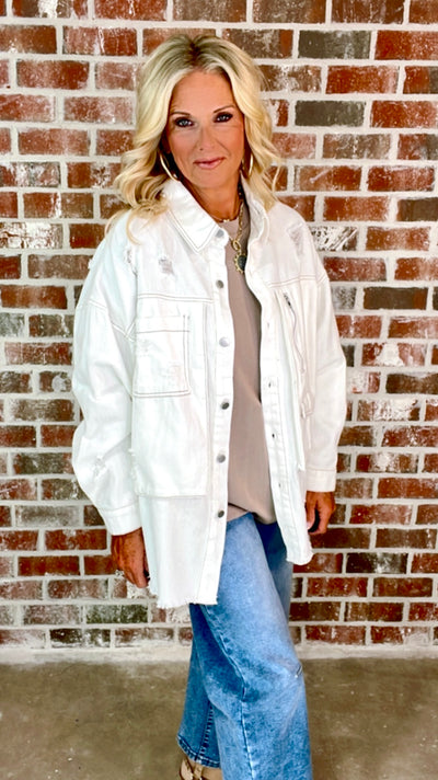 OFF WHITE DENIM SHACKET