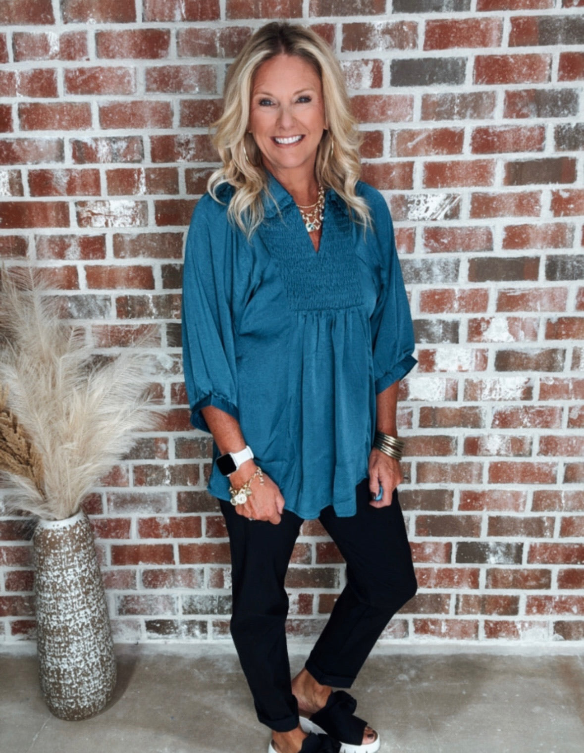 CALLIE TOP - TEAL BLUE