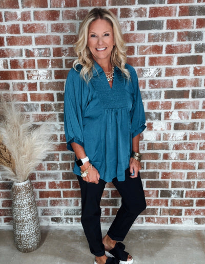 CALLIE TOP - TEAL BLUE