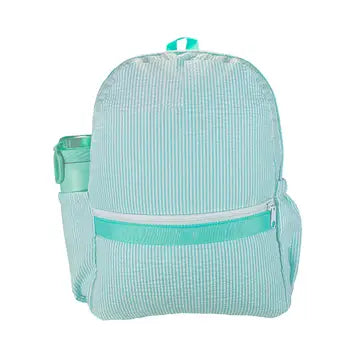 Mint Seersucker Medium Backpack