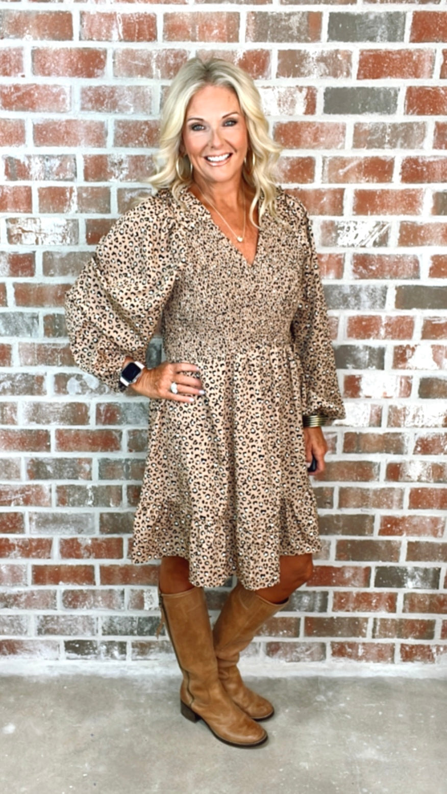 FRILLY LEOPARD DRESS (PLUS)