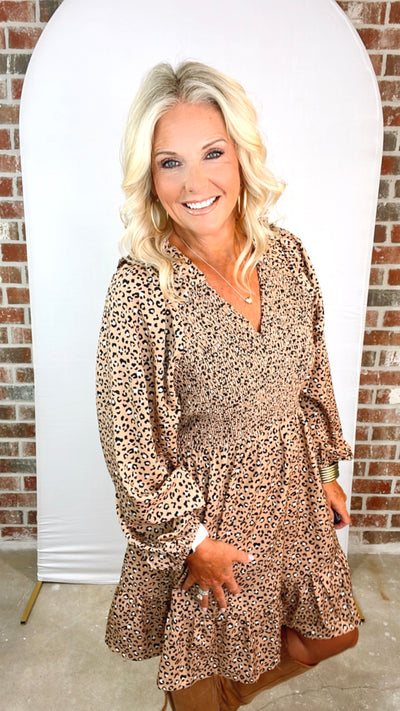 FRILLY LEOPARD DRESS (PLUS)