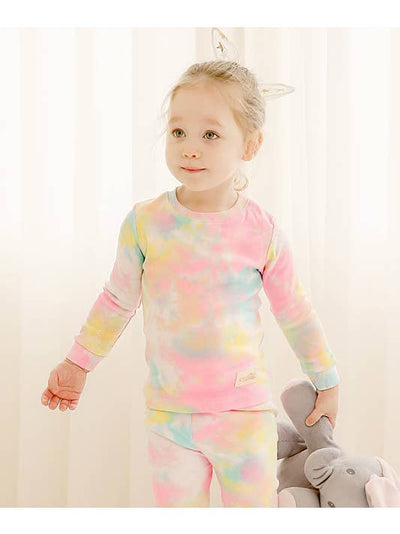 TIE DYED LS PJS - PINK COTTON