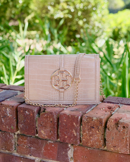 CECILIA CIRCLE LOGO HANDBAG - LATTE
