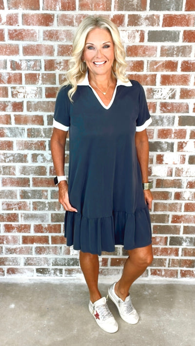 CHARLIE CHARCOAL MINI DRESS