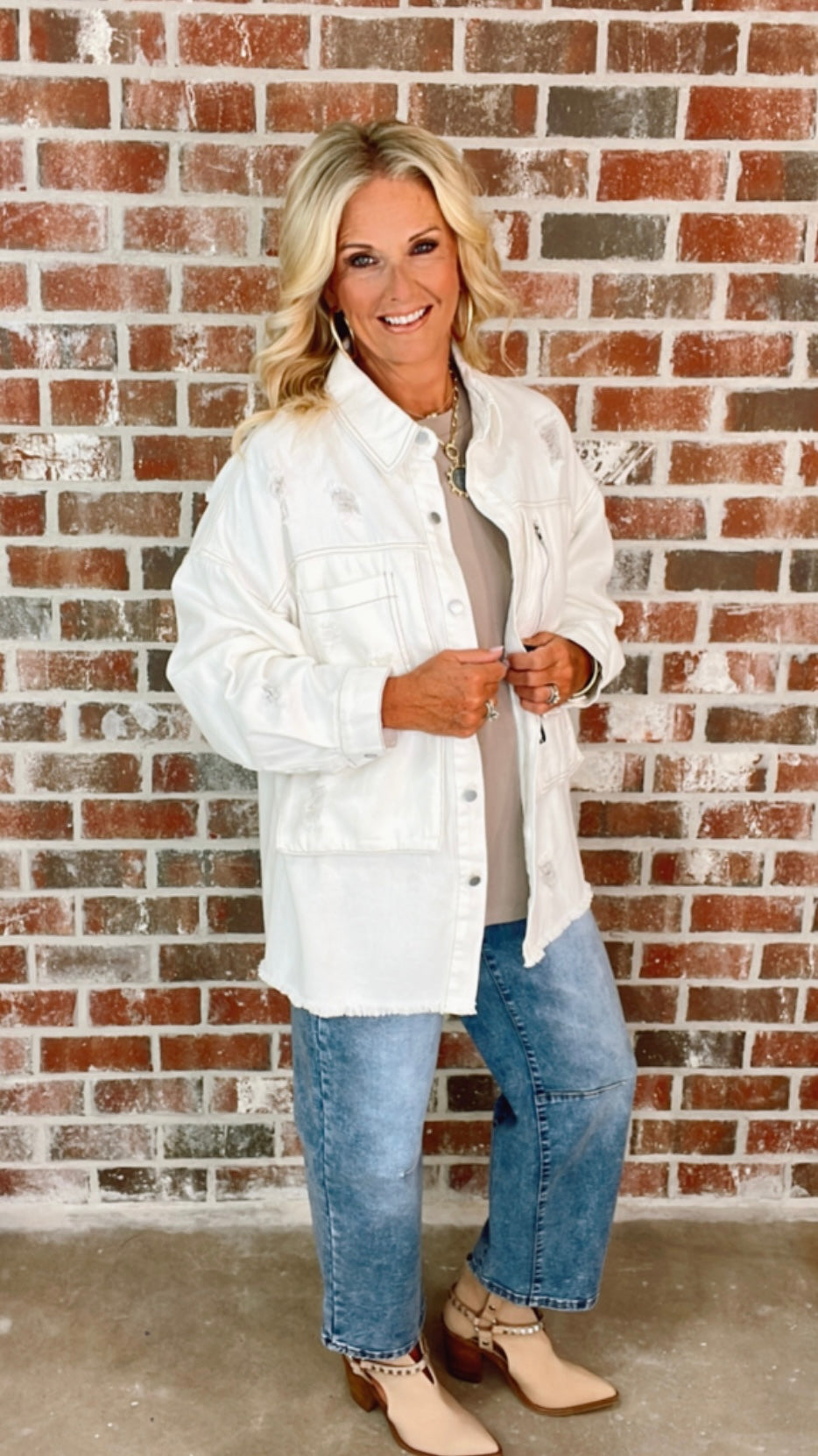 OFF WHITE DENIM SHACKET