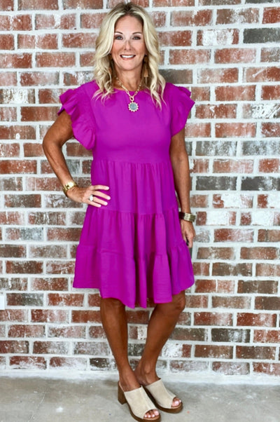 MAGENTA TIERED DRESS
