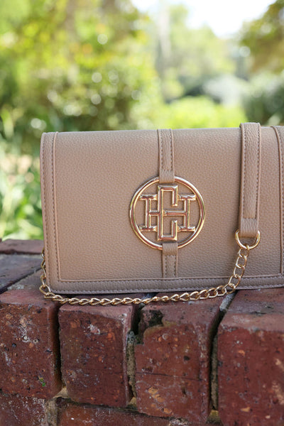 CECILIA CIRCLE LOGO HANDBAG - TAUPE