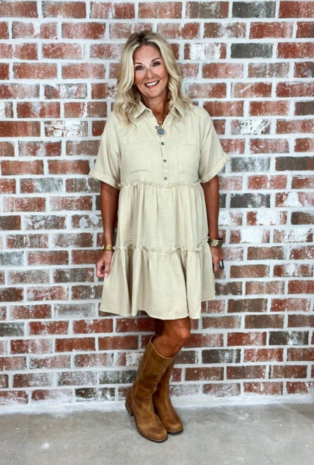 GAUZE DRESS - TAUPE