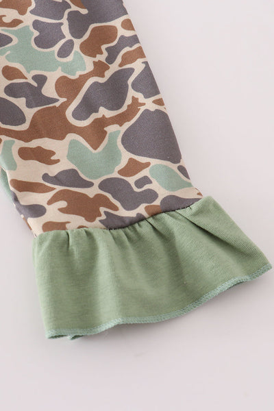 CAMO DUCK RUFFLE HOODIE - GIRL