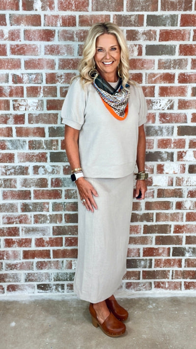 SAMANTHA MAXI SKIRT - TAUPE