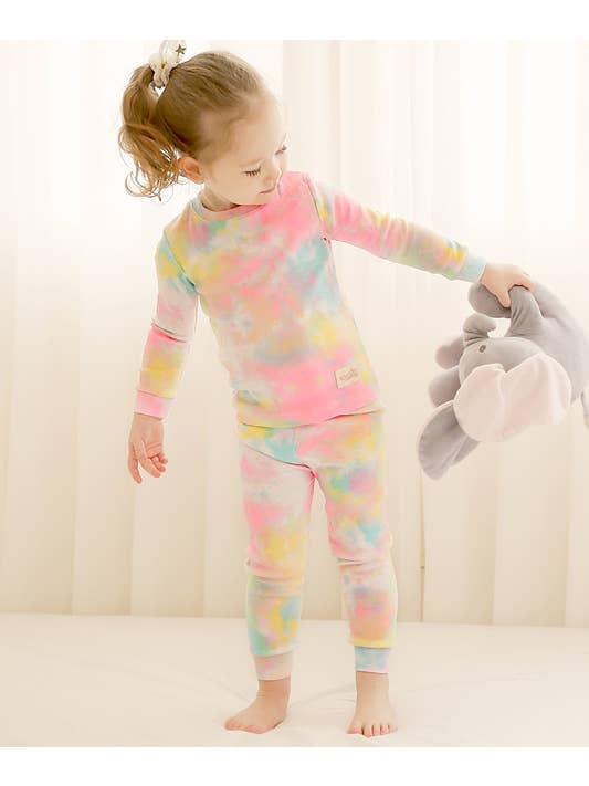 TIE DYED LS PJS - PINK COTTON