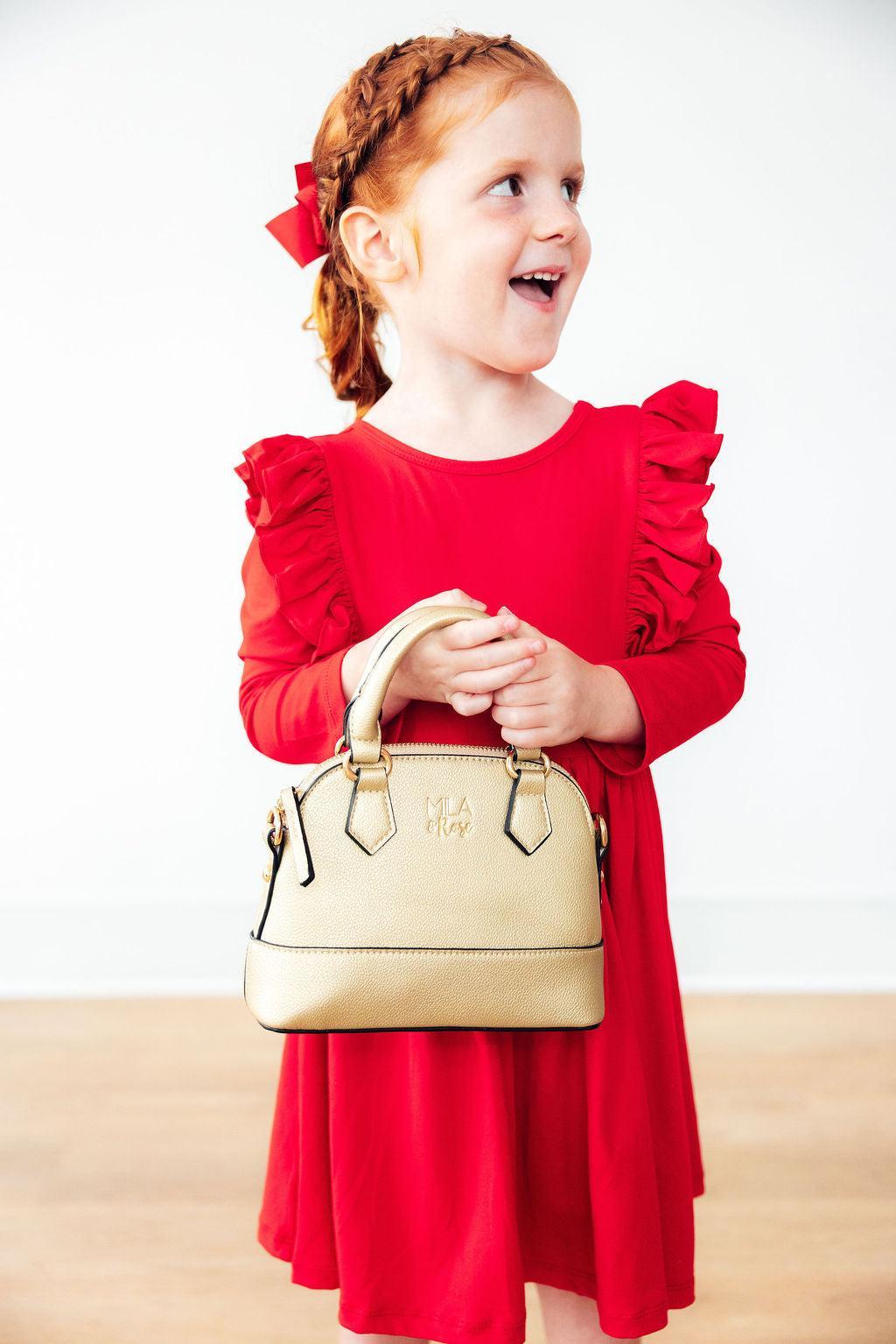 RED RUFFLE TWIRL DRESS