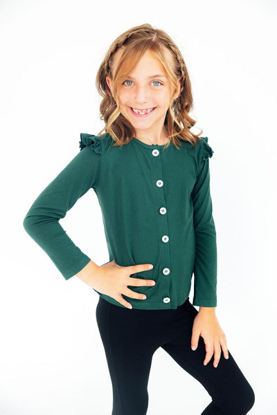 SPRUCE RUFFLE CARDIGAN